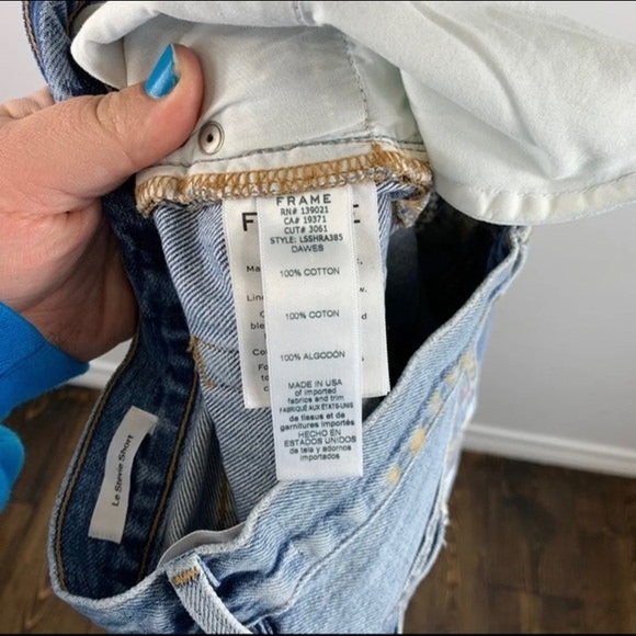 FRAME Stevie Splatter Paint Raw Edge Shorts Sz 24 - Picture 6 of 7